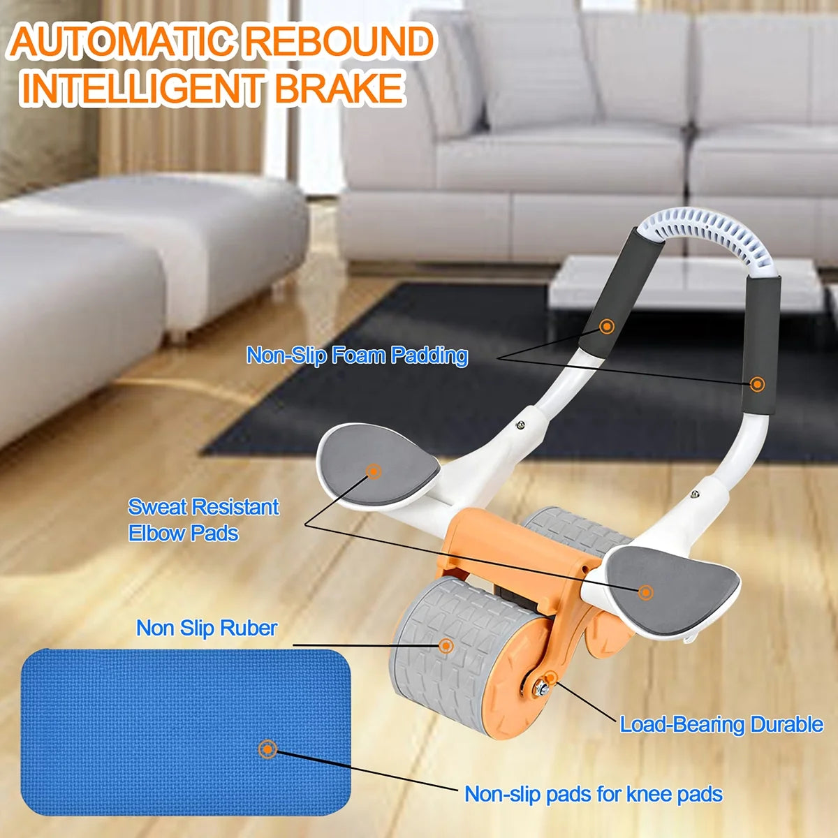 2023 New with Timer Ab Abdominal Exercise Roller Elbow Support, Abs Roller Wheel Core Exercise Equipment, Automatic Rebound Abdominal Wheel(Black)