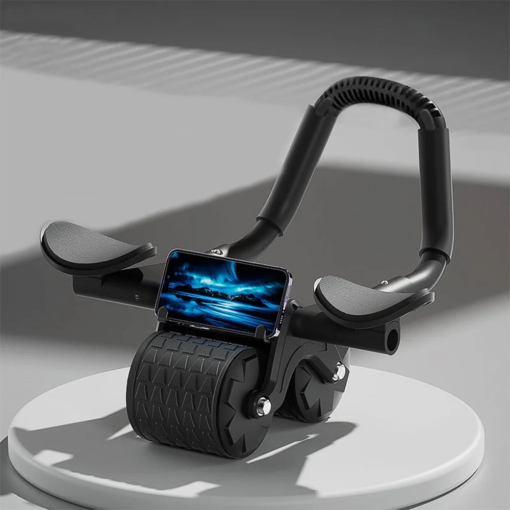 2023 New with Timer Ab Abdominal Exercise Roller Elbow Support, Abs Roller Wheel Core Exercise Equipment, Automatic Rebound Abdominal Wheel(Black)