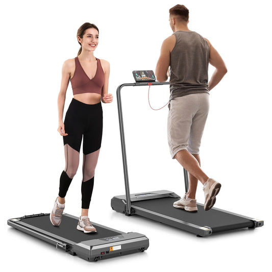 Treadmill 2 in 1 Walking Pad Treadmill Folding 7.5 MPH Running under Desk Treadmill with Remote Control and LED Display for Home Office Use