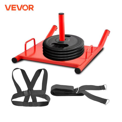 VEVOR Weight Sled Power Speed Sled W/ Adjustable Shoulder Harness Strength Training Running Football Fitness Max Capacity 500LBS